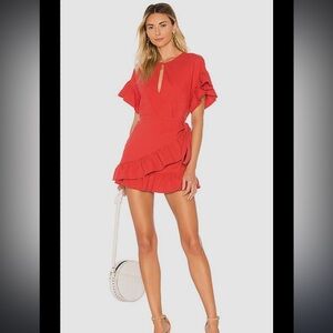 Tularosa Pink Mini Sundress Flutter Sleeves